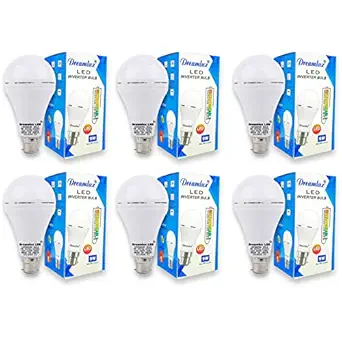 Dreamlux 9W Inverter Rechargeable B-22 Base LED Ceramic White Emergency Bulb with Up to 2-3 Hours Back Up (Alfa Series) (Cool Day Light) (PACK OF 10)