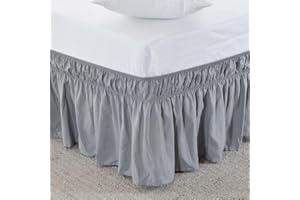 EUPEFIST Gonna da Letto Singolo/Matrimoniali/Una Piazza E Mezzo Mantovana Bed Skirt Giroletto Gonne per Letto Gonna Letto Tre Lati Tessuto Elastica Bedskirts Tinta Unita Pizzo Vestiletto