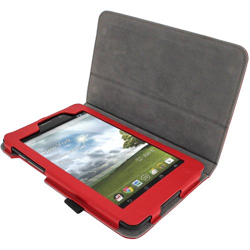 igadgitz Rot PU Ledertasche Hülle Folie Cover für Asus FonePad ME371MG 7″ Tablet mit Multi Winkelbetrachtung Stand + Stylus Schift Halter + Displayschutzfolie - 2
