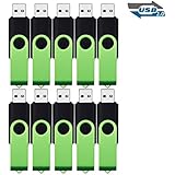 10 Stück USB Stick Pack von HOFOUND Für PC, Auto, Fernsehen und Redner (2 GB, Schwarz/Grün)