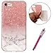 Produktbild iPhone 7 TPU Hülle,iPhone 8 Schutzhülle Case,iPhone 7/8 Silikon Schutzhülle,Hpory Flexible TPU Silikon Schutzhülle Case Marmor Muster Ultra-Mince Ultra-Thin Crystal Clear Silicone Gel Handyhüllen Handy Gehäuse Hülle für Mädchen Frauen Ultradünnen Soft Silikon TPU Bumper Protector Back Case Anti-Staub Anti-Kratzer und Shockproof Telefon Tasche Handytasche Schutzhülle für Apple iPhone 7/8 + 1 x Hpory Stylus-(Powder weißer Stein)