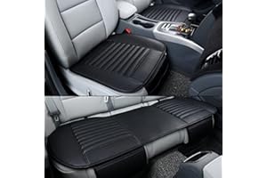 HONCENMAX Car Seat Cover Cushion Pad Mat - Breathable Auto Seat Protector - Car Interior Auto Supplies - PU Leather Bamboo Charcoal - 2PCS Front Seat Cover & 1PCS Long Rear Seat Cover