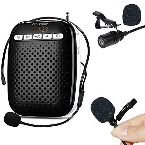 WinBridge WB378 - Amplificador de voz con auriculares y micrófono de solapa Lavalier