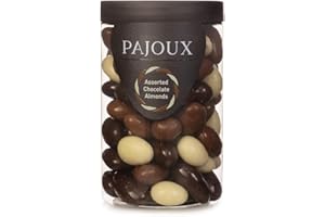 Pajoux Assorted Chocolate Almonds (Large) 280g | Dark and White Chocolate Covered Almonds - Chocolate Coated Nuts - Whole Almond Nuts - Chocolate Gift - Palm Oil Free - Chocolate in a Gift Jar