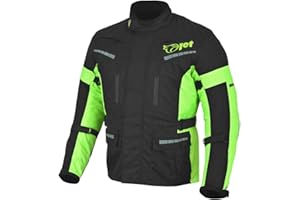 Jet Black Fluro Textile Motorcycle Motorbike Jacket Waterproof ce Armoured (Full Black, 3XL)