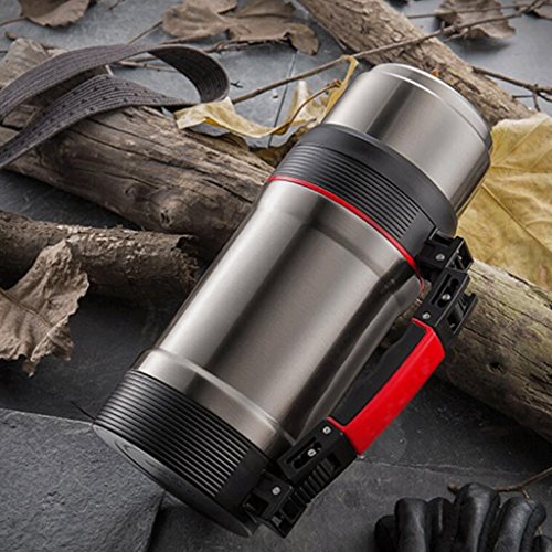 examen 304 en acier inoxydable de conservation de la chaleur de la chaleur de la chaleur de conservation des pots d'isolation extérieurs de voyage de capacité élevée Pot chaud d'isolation de bouilloire de pot 1.5L UOMUN ( Couleur : Silver )