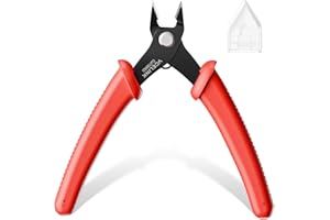VCELINK Small Wire Cutter, Electrical Flush Cutting Plier 5 Inch for Cable tie/Crafting/Jewelry Making/3D Printer/Model, Durable Mini Wire Nippers with Labor Saving Design, Red, 1 Pack