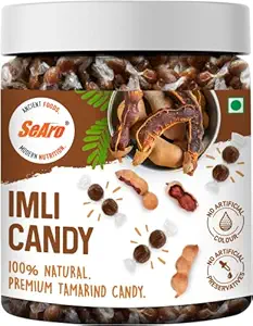 SeAro 100% Natural Imli Candy. Tamarind Candy with Smooth Texture with No Fibrous Skins. No Seeds. Khata Meeta Imli Toffee with No Added Preservatives. No Added Color, 500 g