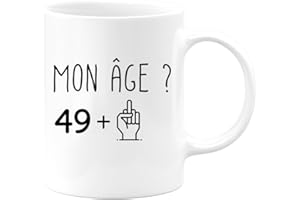quotedazur - Mug 50 ans - Mon âge ? Doigt Honneur - Tasse Cadeau Anniversaire 50 ans - Blanc/Céramique