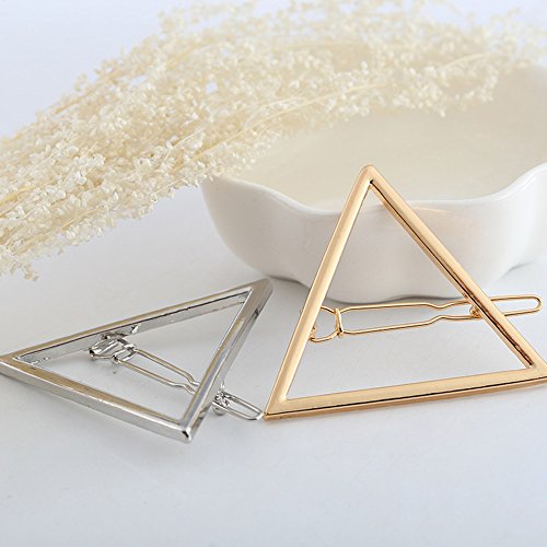 Contever® Elegant Dreieck Haarclips Haarschmuck hair accessories Pack 2 (Golden + Silber) - 5