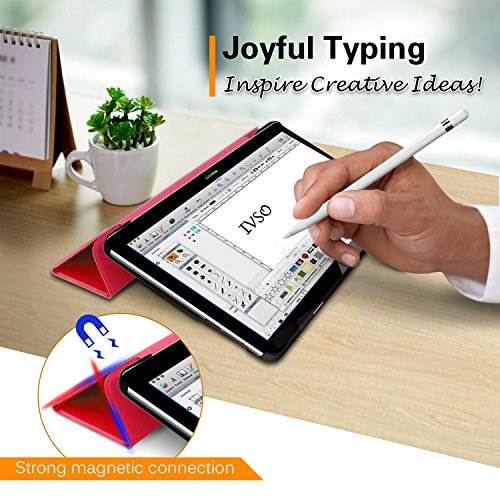 Huawei MediaPad T3 8.0 hülle, IVSO hochwertiges PU Leder Etui hülle Tasche Case – mit Standfunktion, super 360° Anti-Wrestling, ist für Huawei MediaPad T3 8.0 Tablet-PC perfekt geeignet (Rot) - 3