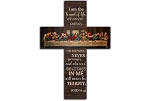 TTPSRY Kruzifix Kreuz Wandbehang Holzkreuz Letztes Abendmahl Ölgemälde Kunstvolle Wanddekoration Christliche Ostern Dekoration für Zuhause Wohnzimmer Religiöse Kirche（Typ A）