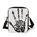 Produktbild LULABE Modern,Hand Print with Human Fingers in Grunge Motley Stylized Identity Stamp Touch Display,Black Print Kids Crossbody Messenger Bag Purse