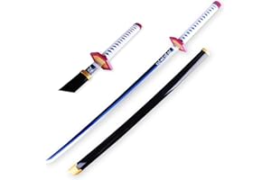 LIUD Demon Slayer Katana Tanjiro Zenitsu Inosuke Rengoku Katana Schwert Holz Ninja Schwert Anime Cosplay Holzschwert Anime Lovers Cosplay Katanas Requisiten Dekoratives Spielzeug ABS /104cm