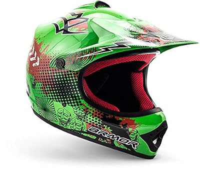 Armor · AKC-49 „Green“ (green) · Cross casque pour enfants · Kids Enduro Sport MX Cross-Bike Pocket-Bike · DOT certifié · Click-n-Secure™ Clip · Sac fourre-tout · S (53-54cm)