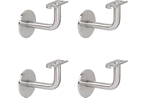 PRIOstahl Handlaufhalter Handlauf Wandhalter Handlaufstütze - 4 x Handlaufträger an Rundrohr Ø 42,4 mm zum Anschrauben Flach an die Wand für M8 Stockschraube für Geländer aus Edelstahl V2A