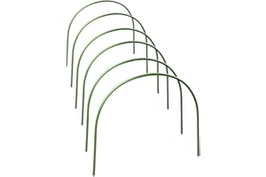 Prismoria 6 Pcs Greenhouse Hoops, Long Steel with Plastic Coated Hoops, Small Greenhouse Hoops for Raised Beds Thickened High Tenacity PP Garden Tunnel Hoops (50x50cm Hoops-6)