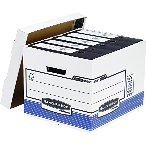 Bankers Box System Standard Archivbo (mit FastFold System, aus 100% recyceltem Karton, 2er-Packung) weiß/blau - 2