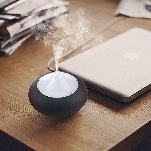 Patuoxun Aroma Luftbefeuchter für Studienbüro Schlafzimmer Wohnzimmer Badezimmer – (Schwarze Holzmaserung) - 6