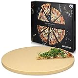 Navaris Pierre à Pizza pour Four XXL - Plaque de Cuisson Pâtisserie Pain Tarte Flambée - Pierre Pizza Ronde Barbecue Grill - en Cordiérite