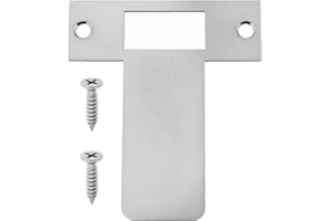 ZHONGKO 3Pcs Long Lipped Striking Plate with Screws, Stainless Steel Door Latches for Internal Door, Door Frame Door Jamb Reinforcement, Strike Plate Latch for Mortice Lock Tubular Latch, 84x97mm