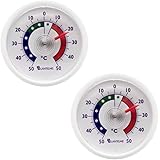 Lantelme Kühlschrankthermometer 2 Stück Set analog selbstklebend Deutsche Herstellung Gefrierschrank Thermometer 4656
