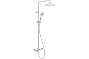 Duravit System prysznicowy, oszczędzający wodę system prysznicowy, głowica prysznicowa z 3 rodzajami strumienia (Rain, Intense Rain, Soft Rain), głowica prysznicowa regulowana pod kątem, zestaw
