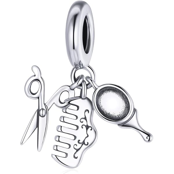 Ciondolo forbici e pettine, ciondolo strumento da parrucchiere, ciondolo per bracciale Pandora, compatibile con ciondoli Pandora, ciondolo in argento sterling 925 - Italia
