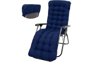 Alongen Coussin de Chaise Longue Bain de Soleil,Longue,Coussin de Chaise,Coussin transat Jardin Exterieur antidérapante avec pour Jardin,terrasse 170 * 50cm(Bleu)