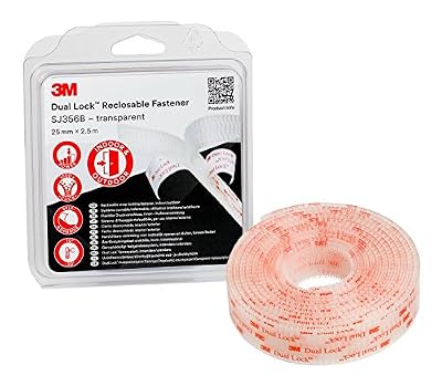 3M Dual Lock SJ356B Système Ouvrable et Refermable 25 mm x 2,5 m Translucide