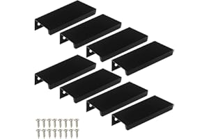 Rayong 8 PCS Poignées d'armoire Invisibles Poignée Tiroir Acier Inoxydable Poignées Modernes Carrée Meubles Poignee de Meuble Cuisine pour Bureaux, Tiroirs, Armoires, Placard(Noir)