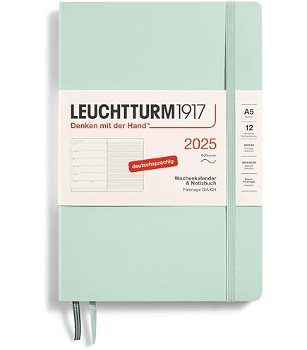 Agenda Semainier LEUCHTTURM1917 2026 - Format Portefeuille (9x19 Cm), 12 Mois, Vert Forêt, Avec Pages à Pois Et Fermeture élastique