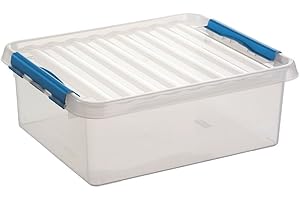 SUNWARE PERFECTLY ORGANISED Sunware - Q-Line boîte de Rangement 25L Transparent Bleu - 50 x 40 x 18 cm