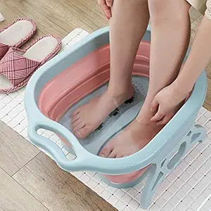 Jukkre Roller Folding Portable Travel Bubbling Wheel Foot Massage Tub/Bucket/Wash Basin/Feet Spa for Pedicure, Relieve Stress