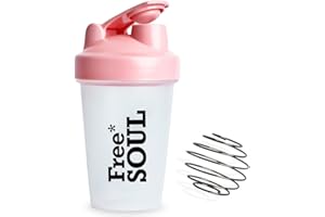 Free Soul Protein Shaker Bottle 400ml with Mixball in Pink | BPA Free Small & Easy to Grip & Temperature Safe