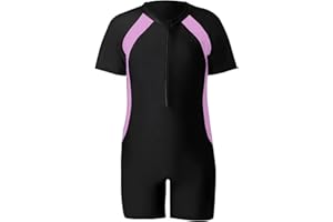 Okdance Swimming Costume for Boys Girls, One-Piece Kids Swimsuit Short Sleeve Swimming Costume for Summer Surfing Swimming Water Sports Boy Girl