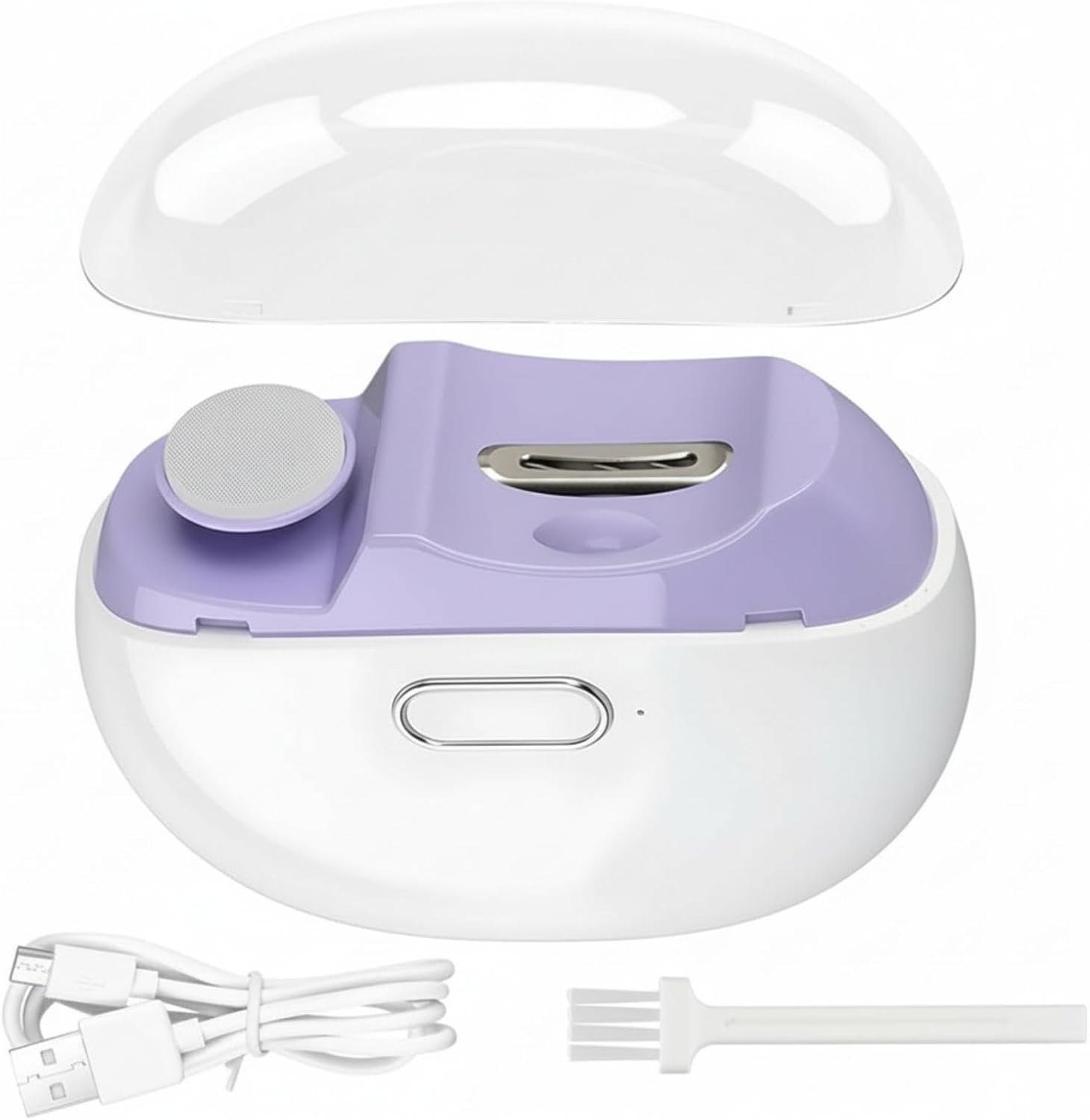 Cortador de uñas eléctrico y pulidor, aparato silencioso con luz LED colector de polvo, 2 en 1 recargable para adultos y ancianos, cortador de uñas eléctrico para mano