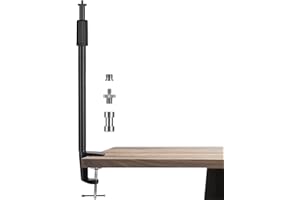TARION Stojak na lampę, na blat, na klips, 35–63 cm, regulowany, metalowy, montaż ze śrubą 1/4 i adapterami śrubowymi 1/4 do 3/8, do fotografii na żywo, strumieniowe nagrywanie wideo