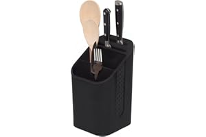 simplywire - Portaoggetti per lavello - Organizer per utensili da cucina con portacoltelli - Portaposate - Vassoio raccogligocce rimovibile - Antiscivolo - Nero
