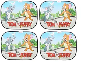 Auto Hub Printed Car Window Sunshades for Universal All Cars - Pack of 4