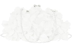 MEGAUK Damen Elegante Handtasche Blumen Clutch Seide Abendtasche Henkeltasche Crossbody Bag mit Kette Kisslock Design