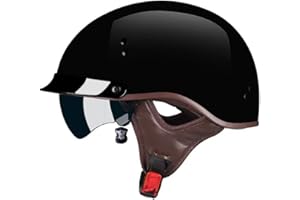 SMILFREE Halbschalenhelm mit ECE-Zulassung Motorradhelm für Damen und Herren Erwachsene Rollerhelm Cruiser Chopper Skateboardhelm Motorradhalbhelm mit Visier