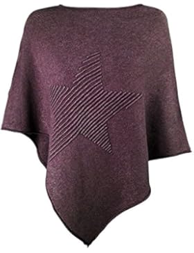 Glamexx24 Poncho da donna felpe cappotto maglione in diversi colori con una bellissima stella