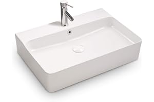 ‎STILFORM STILFORM Berlin Waschbecken aus feinster Keramik Brillant Weiß für Wandmontage oder als Aufsatzwaschbecken in 60x42 cm mit Hahnloch modern und elegant