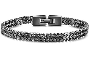 JSNOM Bracciale Uomo Acciaio Argento: Bracciali Nero Oro Acciao Inossidabile, Gioielli Regalo Braccialetto per Natale San Valentino Compleanno per Lui Uomo