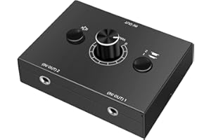 UNSTINCER 3,5mm Jack Conmutador Caja Audio 2(1)-in-1(2)-out, Analog Interruptor Aux,Stereo Sonido Switch Selector Splitter para Altavoces Amplificador Auriculares Barra Phono Speaker Consola