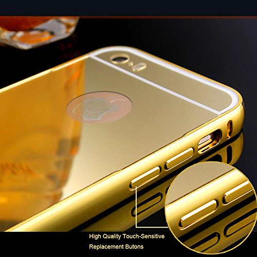 iPhone SE Case, iPhone 5S Case, TabPow [Electroplating Series] Luxury Slim Hard Back Case Cover Bumper [Mirror Case] For iPhone 5/5S, Champagne Gold