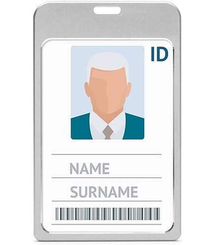 Tarjeta de identificación de empleado masculino sonriente con cordón Tarjeta de identificación de empleado masculino sonriente con cordón