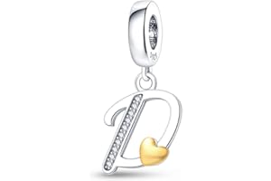 Pandach A-Z Abalorios Colgantes de Alfabeto Cuentas Plata de Ley 925 con Circonita cúbica Transparente Compatible con Pulsera Pandora & Europeo, Charms de Letra para Mujer Niña…