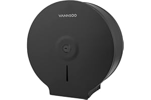 VANNSOO Jumbo Commercial Distributeur de Papier Toilette, Support Mural en Acier Inoxydable de 22,9 cm, Distributeur de Papier Toilette avec clé de Verrouillage, Noir